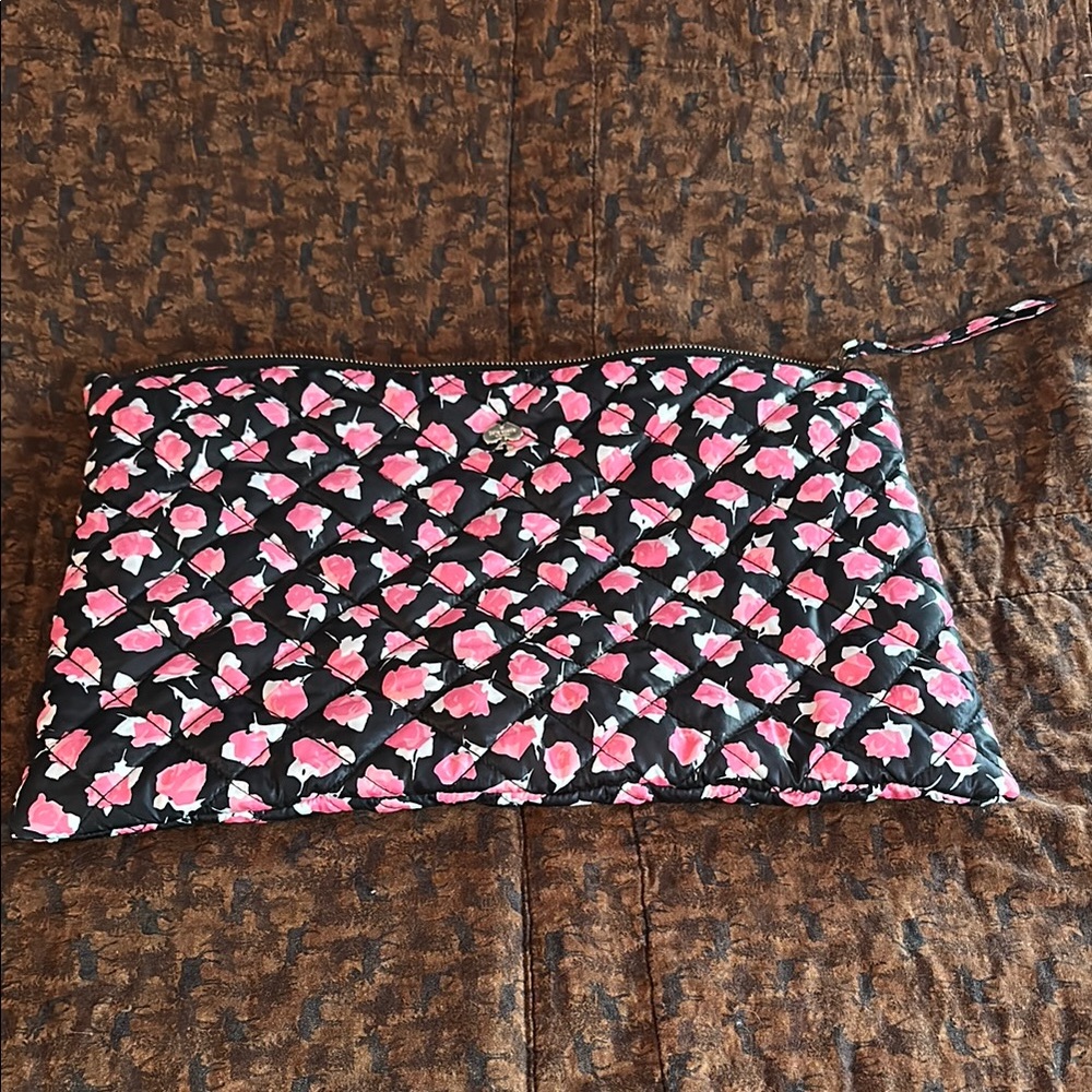Kate Spade Black and Pink floral print Laptop Bag